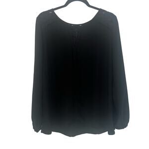 Christopher & Banks Black Blouse with Lace Details XL